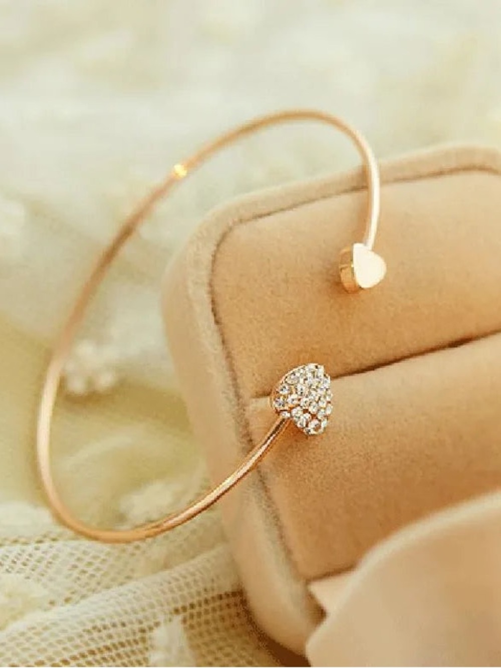 Rose Gold Heart Open Bangle Bracelet  - Women Jewelry. But one get one free